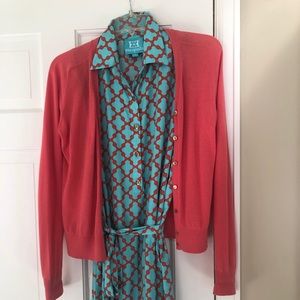 J. Crew sweater and  Escapade Shift Dress